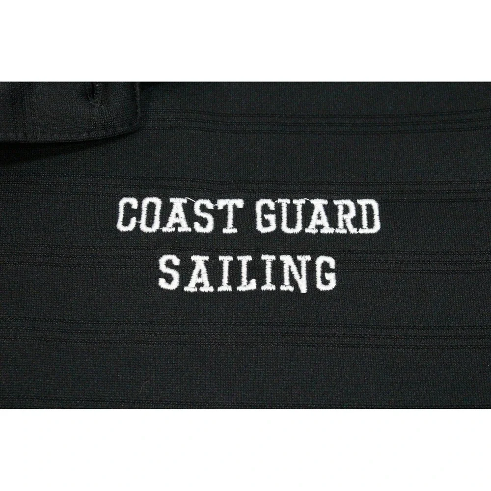 Adidas Mens Coast Guard Sailing Polo Shirt Black Performance Short Sleeve M
